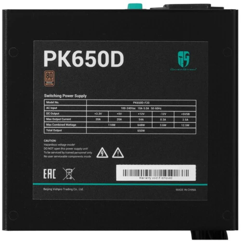 Блок питания Deepcool GamerStorm PK650D R-PK650D-FA0B-WGEU 650 Вт, 80+ Bronze