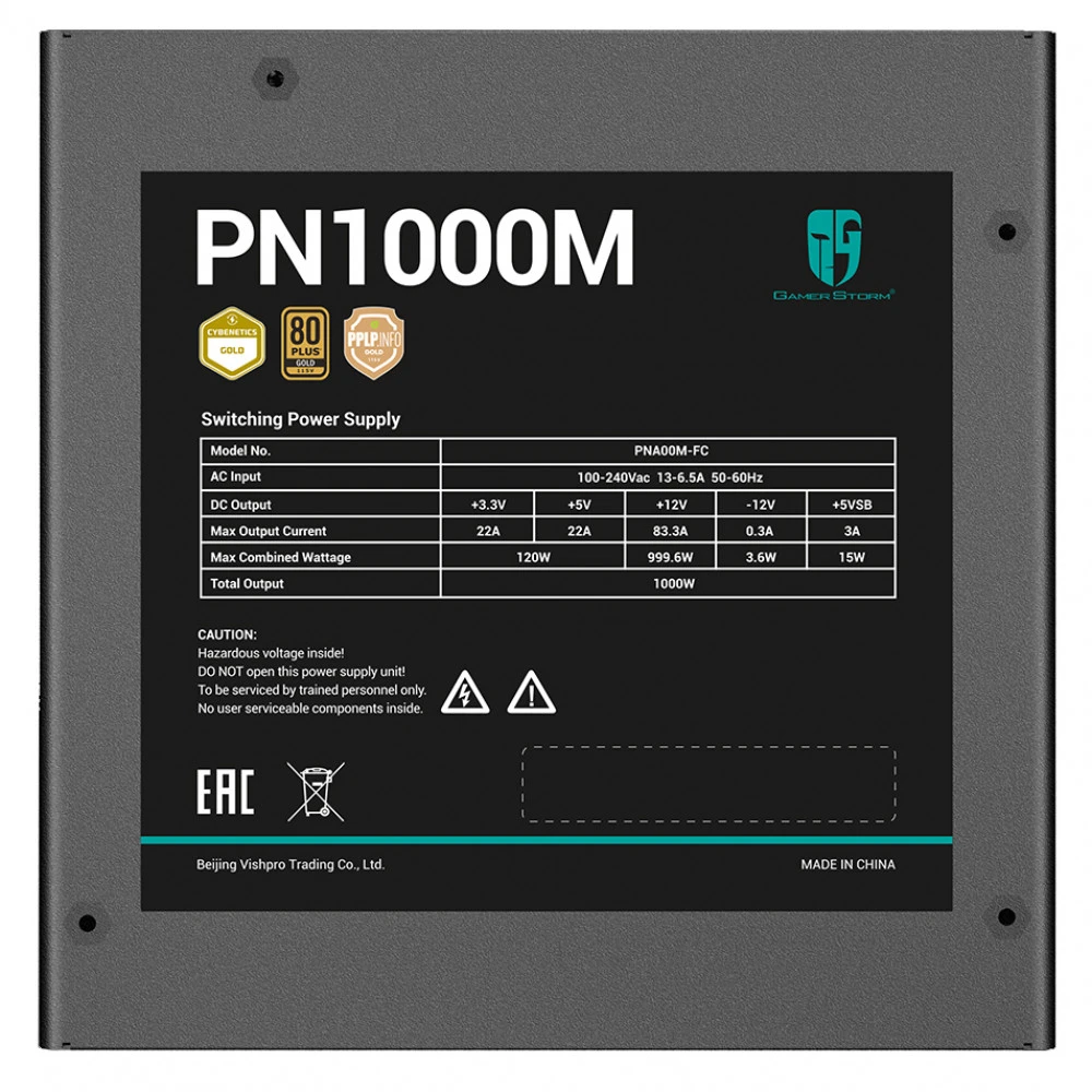 Блок питания GamerStorm PN1000M R-PNA00M-FC0B-WGEU 1200 Вт, 80+ Gold