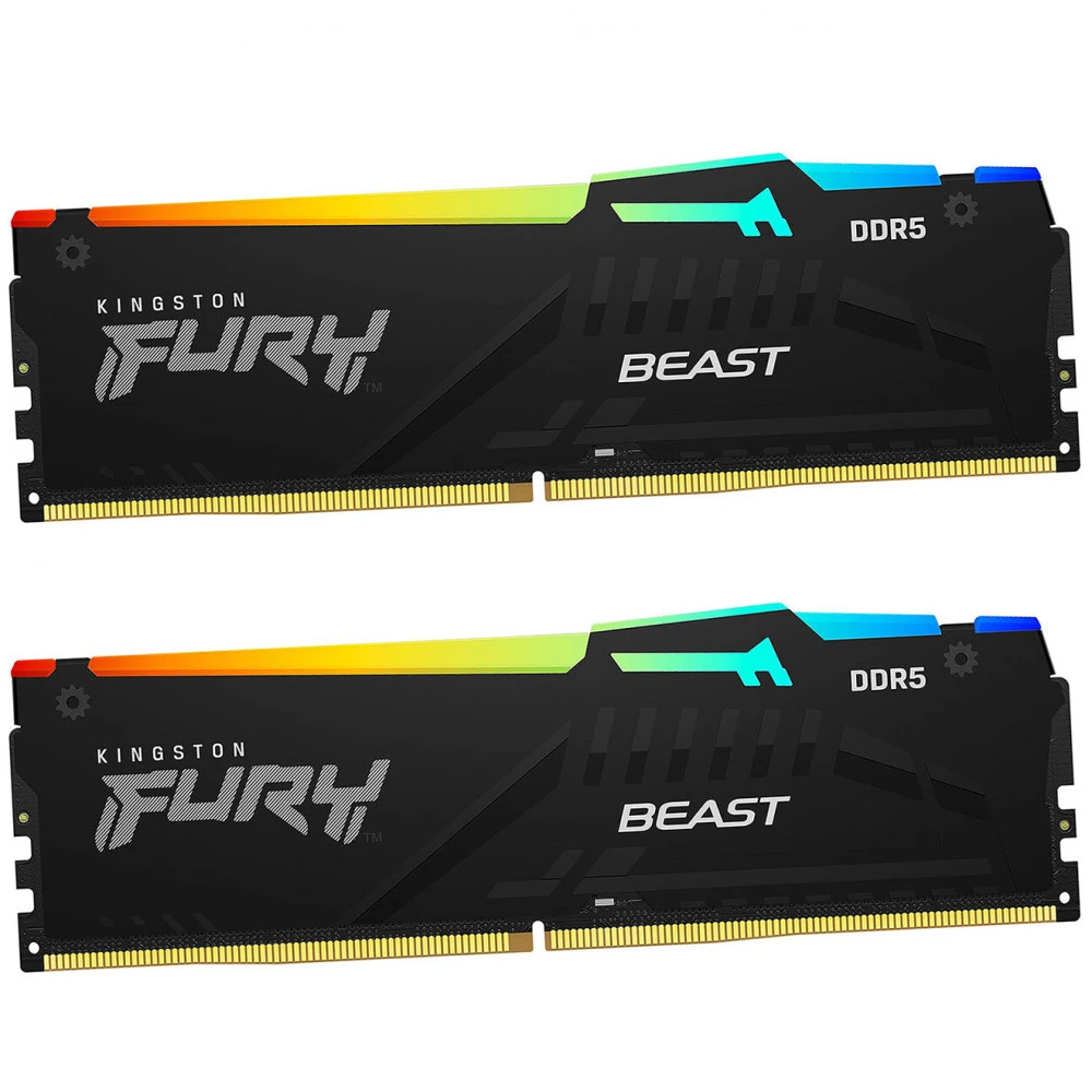 ОЗУ Kingston Fury Beast RGB KF564C32BBEAK2-64 DIMM, DDR5, 64 Гб (2 х 32 Гб), 6400 МГц