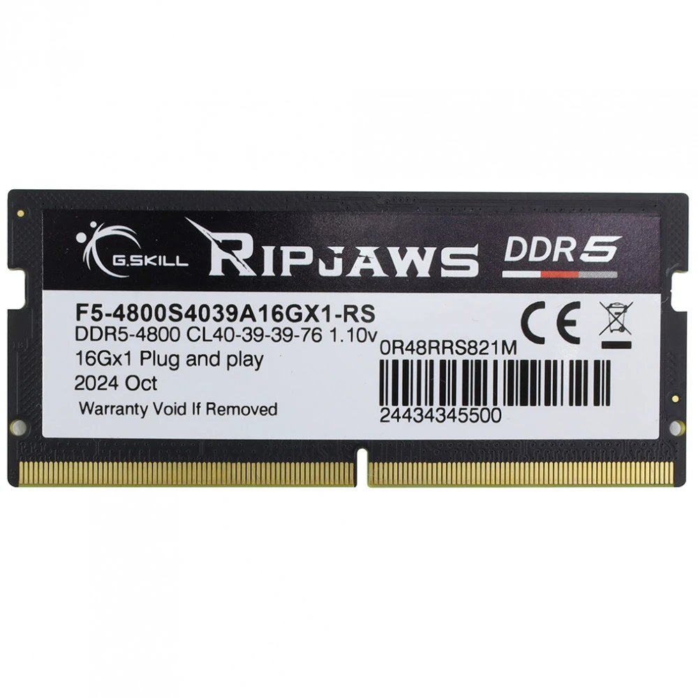 ОЗУ G.Skill RipJaws F5-4800S4039A16GX1-RS SO-DIMM, DDR5, 16 Гб, 4800 МГц