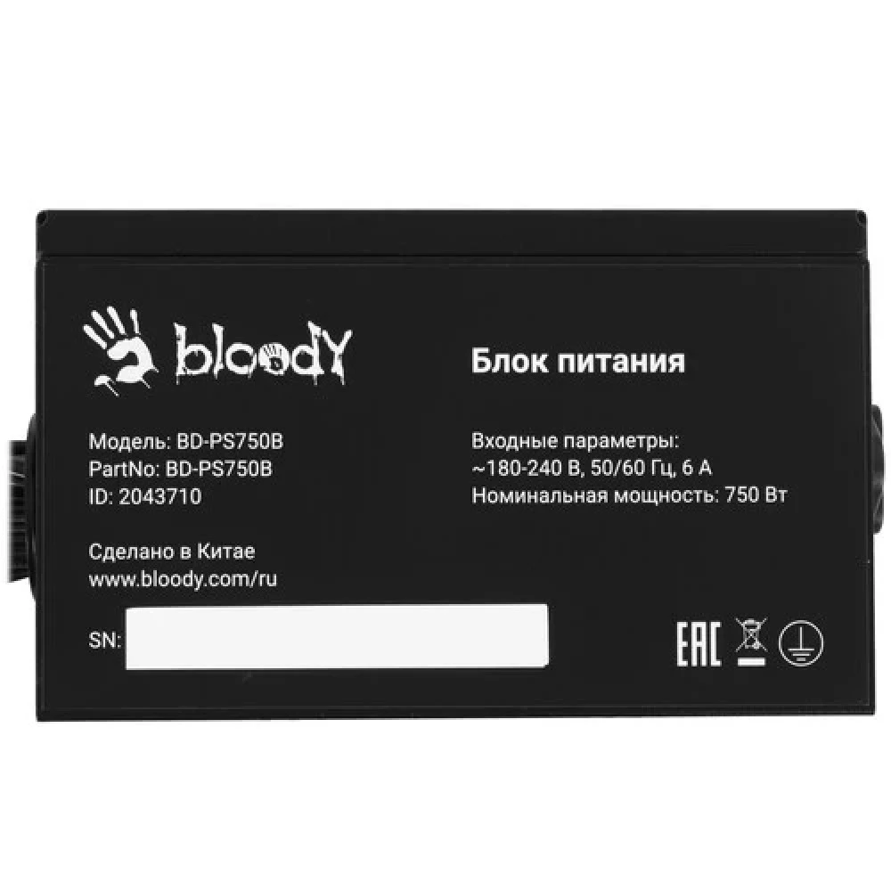 Блок питания Bloody BD-PS750B 750 Вт, 80+ Bronze
