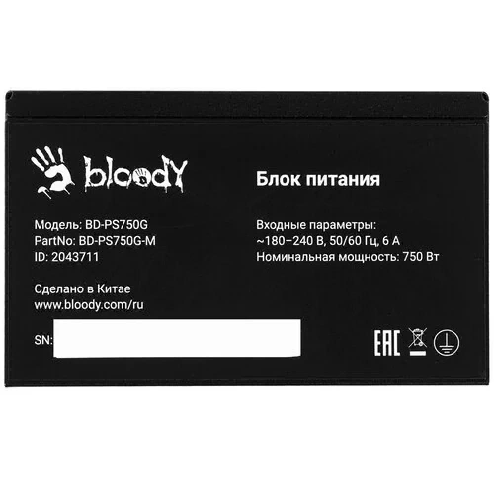 Блок питания Bloody BD-PS750G-M 750 Вт, 80+ Gold