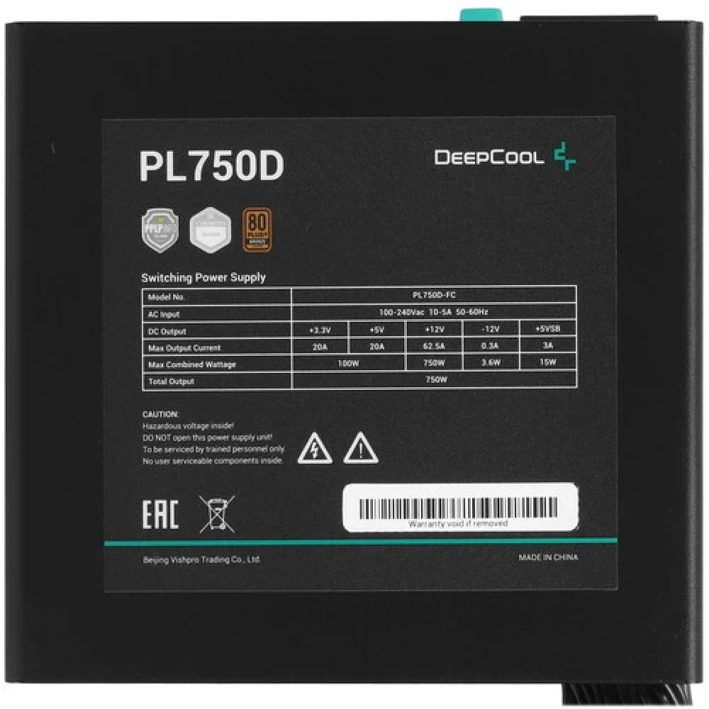 Блок питания Deepcool PL750D R-PL750D-FC0B-WDEU-V2 750 Вт, 80+ Bronze