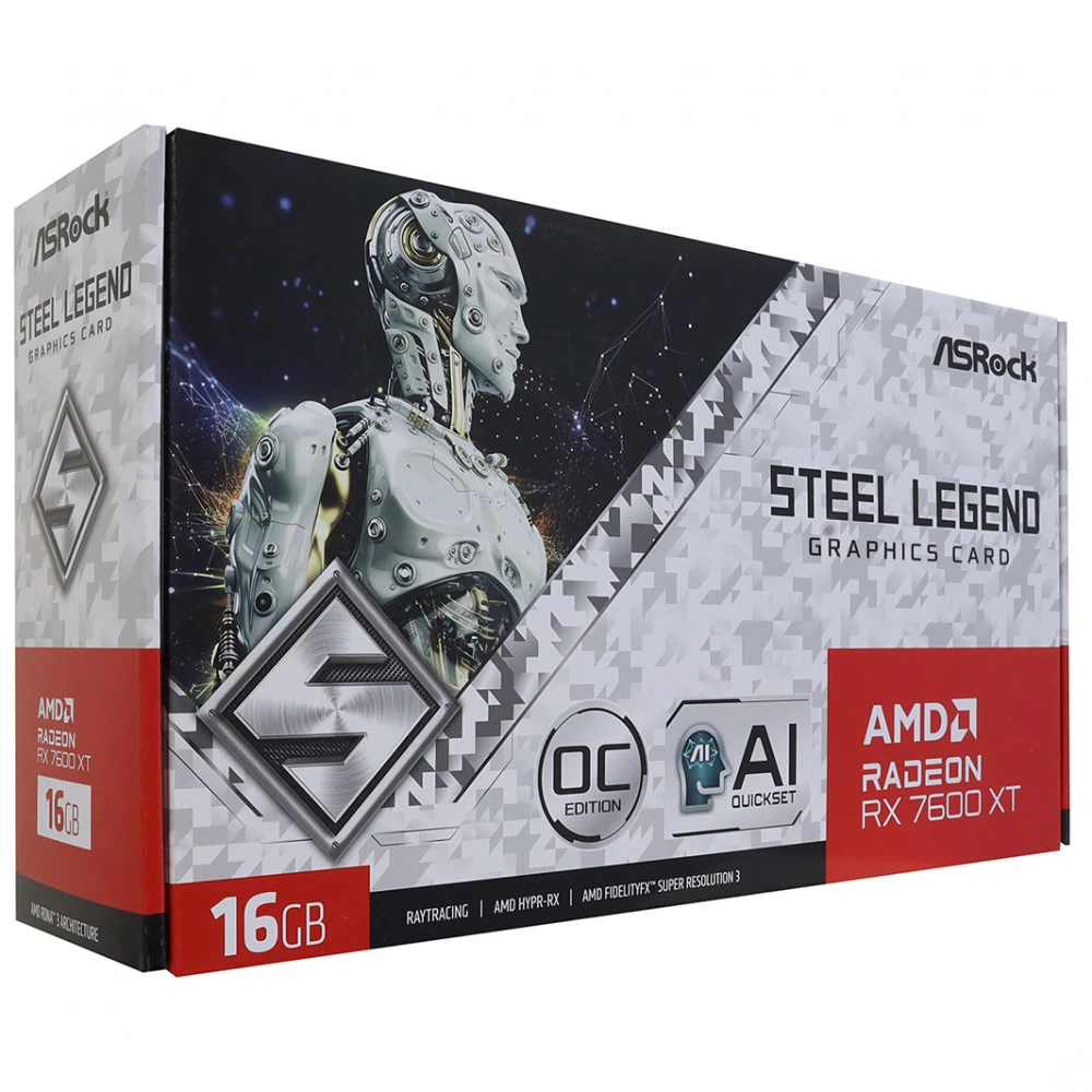 Видеокарта ASRock RX 7600 XT Steel Legend 16 ГБ