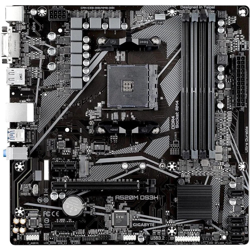 Материнская плата Gigabyte A520M DS3H AC Micro-ATX, AMD AM4
