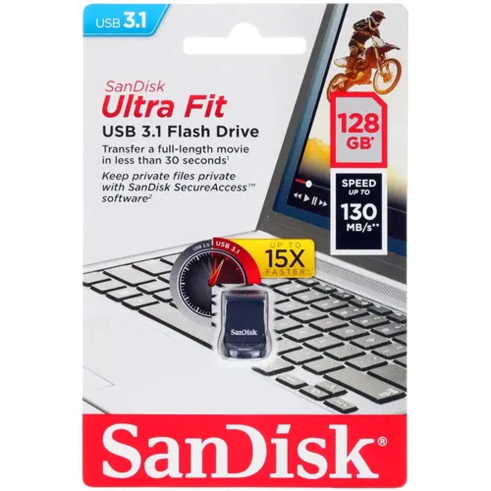 USB флешка (Flash) SanDisk Ultra Fit [SDCZ430-128G-G46] 128 ГБ
