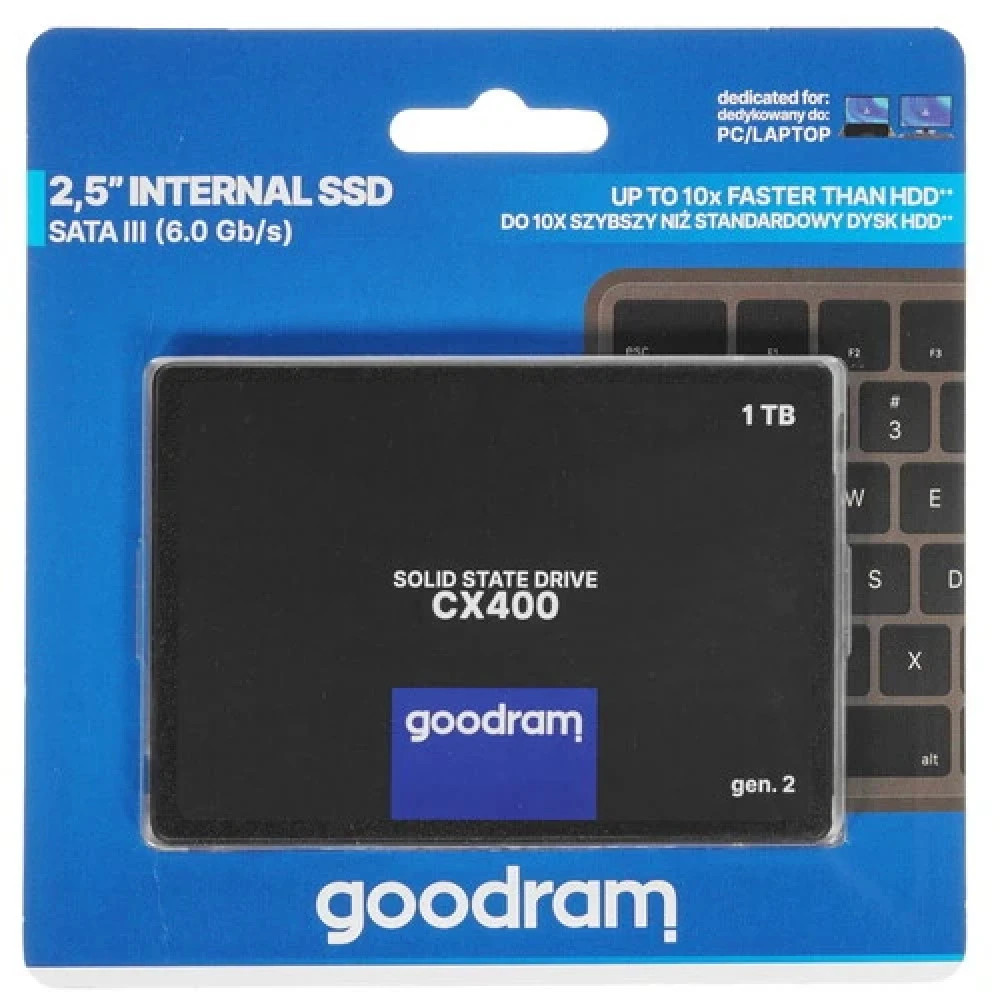 Жесткий диск GoodRam CX400 gen.2 SSDPR-CX400-01T-G2 SSD (твердотельные), 1 ТБ, 2.5 дюйма, SATA