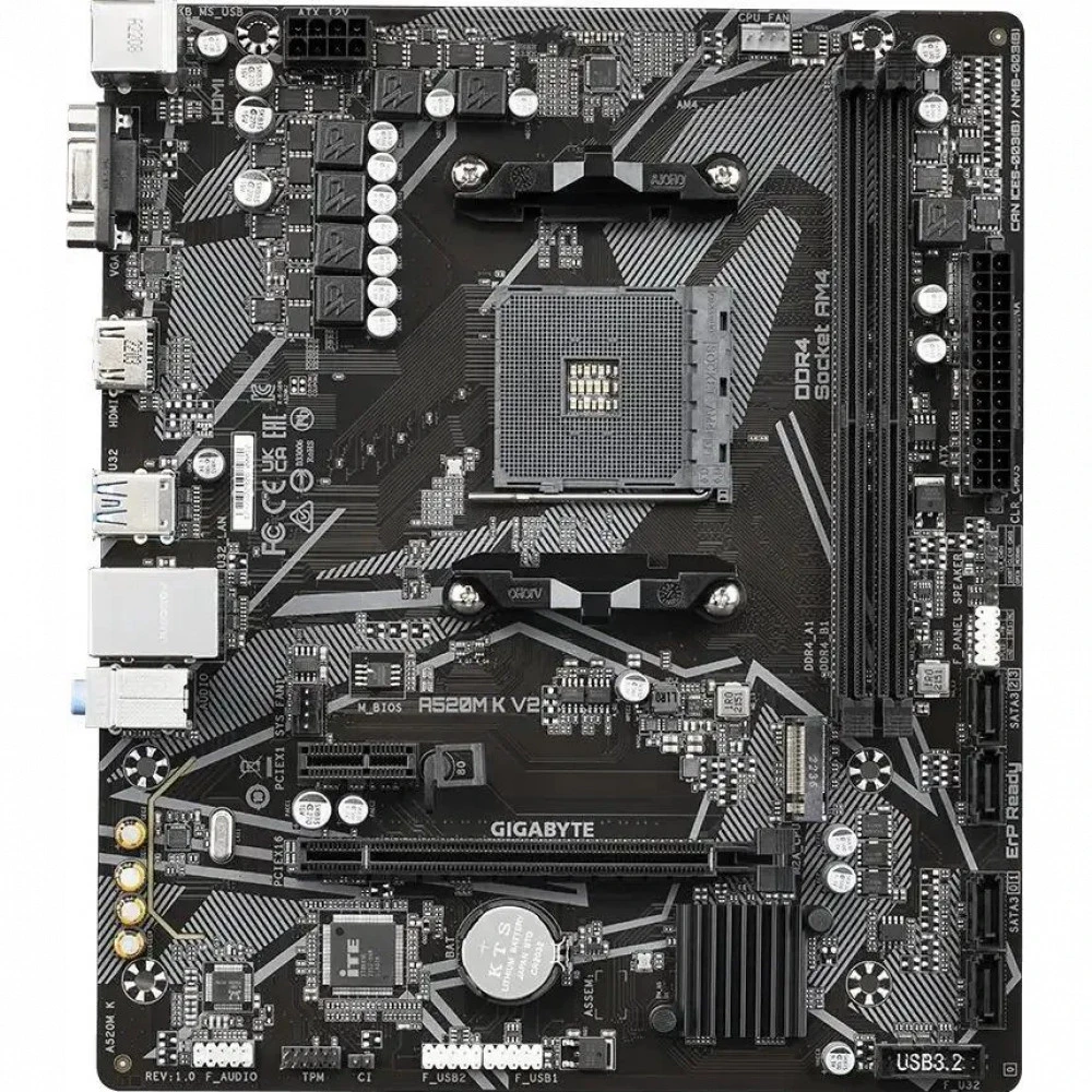 Материнская плата Gigabyte A520M K V2 A520M K V2 DDR4 1.1 Mini-ATX, AMD AM4