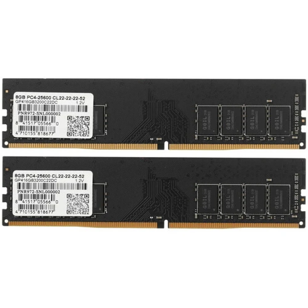ОЗУ Geil PRISTINE GP416GB3200C22DC DIMM, DDR4, 16 Гб (2 х 8 Гб), 3200 МГц