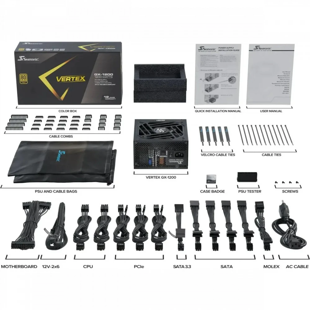 Блок питания Seasonic Vertex GX-1200 Black 12122GXAFS 1200 Вт, 80+ Gold