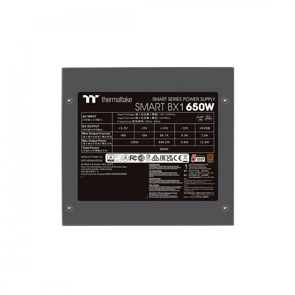 Блок питания Thermaltake Smart BX1 D2D 650W PS-SPD-0650NNFABE-4 650 Вт, 80+ Bronze