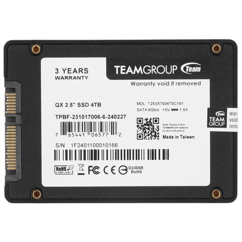 Жесткий диск Team Group QX T253X7004T0C101 SSD (твердотельные), 4 ТБ, 2.5 дюйма, SATA