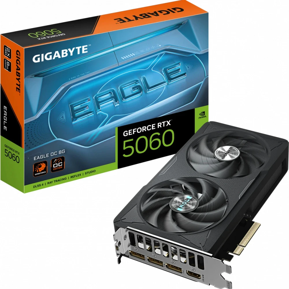 Видеокарта Gigabyte GeForce RTX 5060 Gigabyte EAGLE OC 8Gb GV-N5060EAGLE OC-8GD 8 ГБ