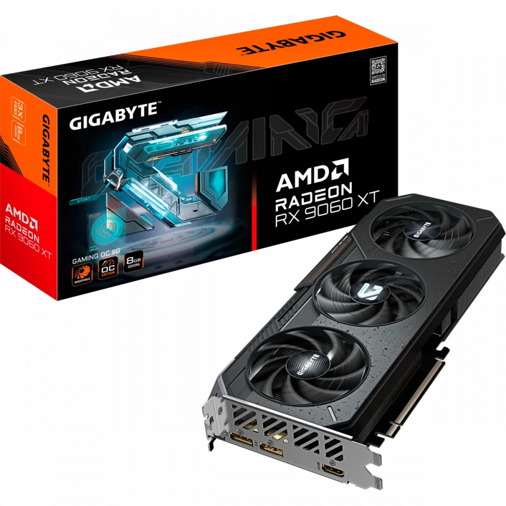 Видеокарта Gigabyte AMD Radeon RX 9060 XT Gigabyte GAMING OC 8Gb GV-R9060XTGAMING OC-8GD 8 ГБ