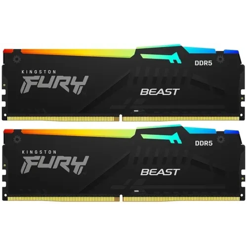 ОЗУ Kingston Fury Beast RGB KF556C40BB2AK2-64 DIMM, DDR5, 64 Гб (2 х 32 Гб), 5600 МГц