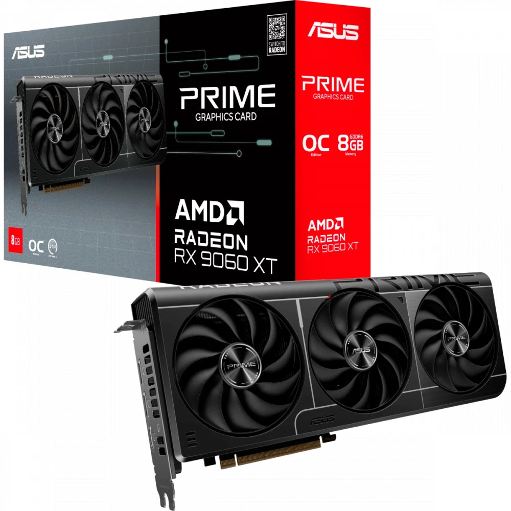Видеокарта Asus AMD Radeon RX 9060 XT ASUS PRIME OC 8Gb (PRIME-RX9060XT-O8G) 8 ГБ
