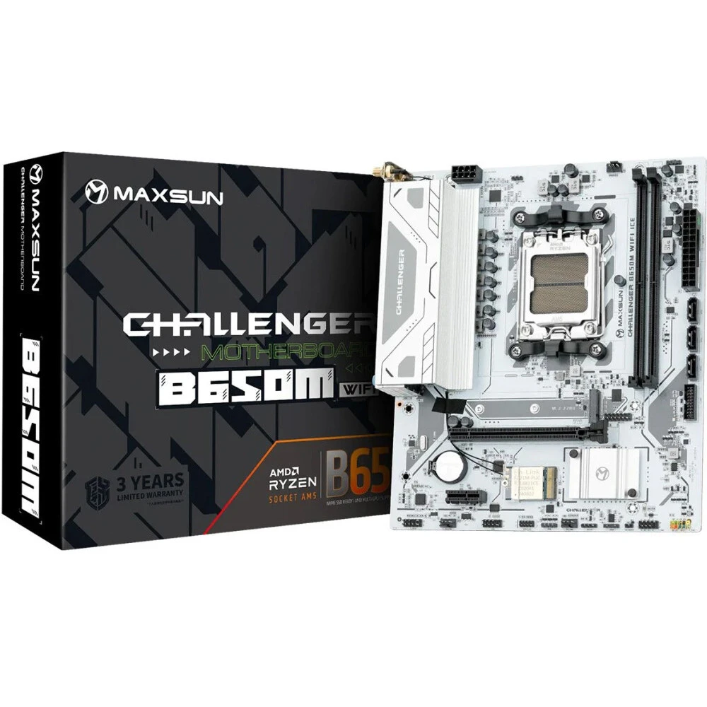 Материнская плата Maxsun Challenger B650M WIFI ICE MS-Challenger B650M WIFI ICE Micro-ATX, AMD AM5
