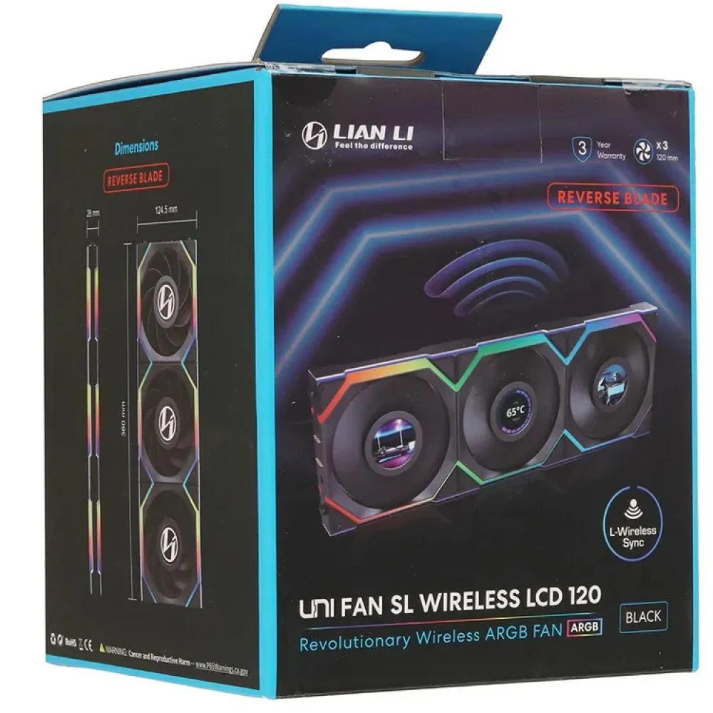 Система охлаждения Lian Li UNI FAN SL WIRELESS LCD 3x120mm Black G99.12SLLCD1W3B.00 Для системного блока