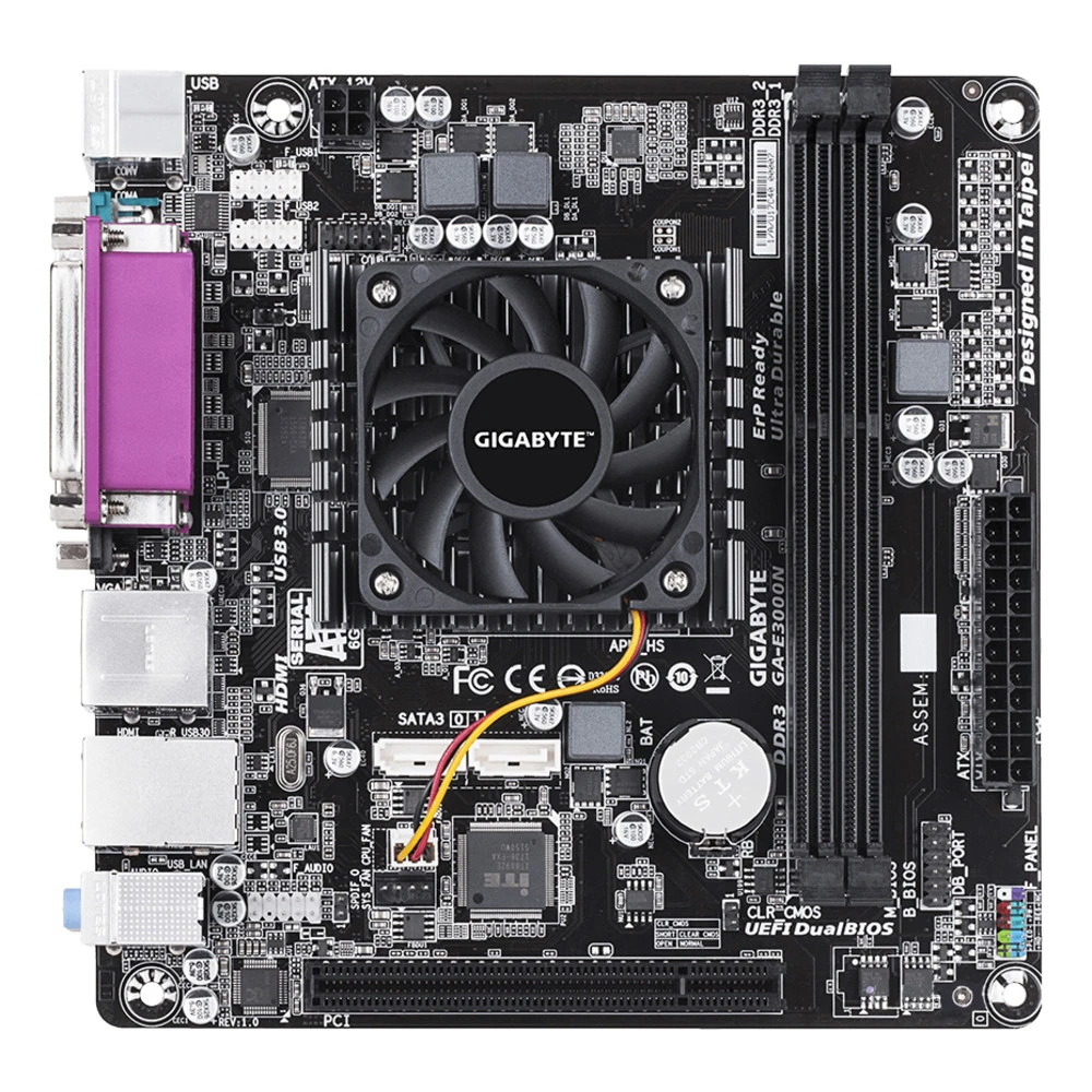 Материнская плата Gigabyte GA-E3000N Mini-ITX, С интегрированным процессором