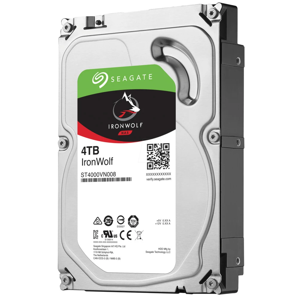 Жесткий диск Seagate IronWolf NAS 4TB SATA 3.5" 5900RPM 64Mb ST4000VN008 HDD (классические), 4 ТБ, 3.5 дюйма, SATA