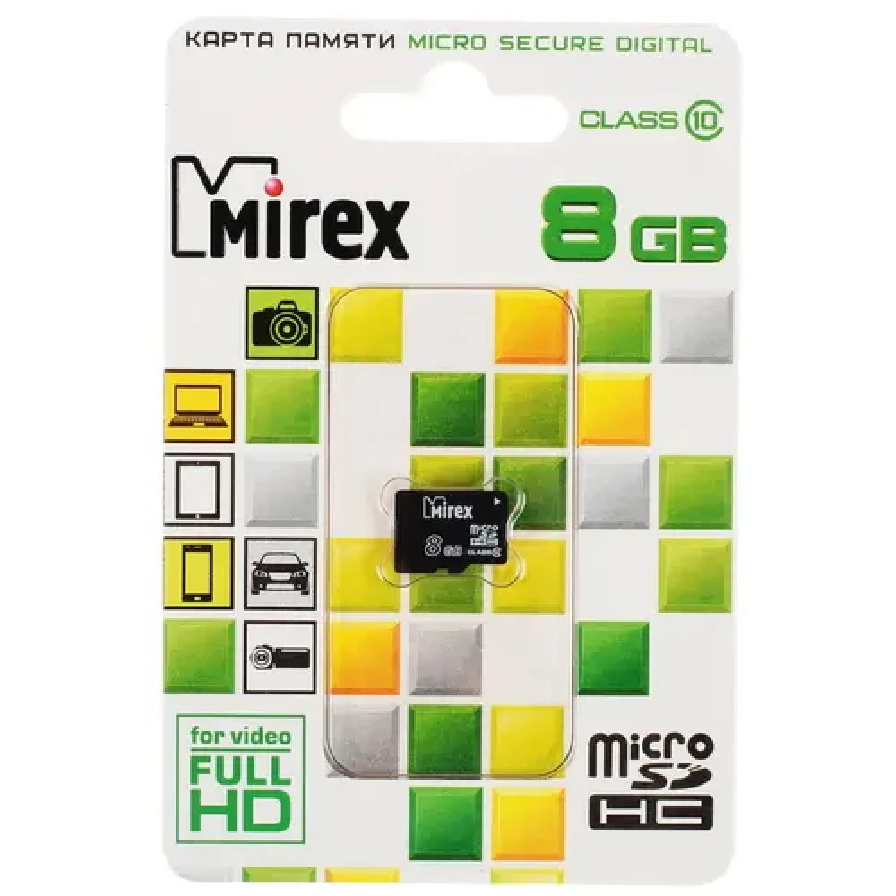 Флеш (Flash) карты Mirex microSDHC [13612-MC10SD08] 8 ГБ