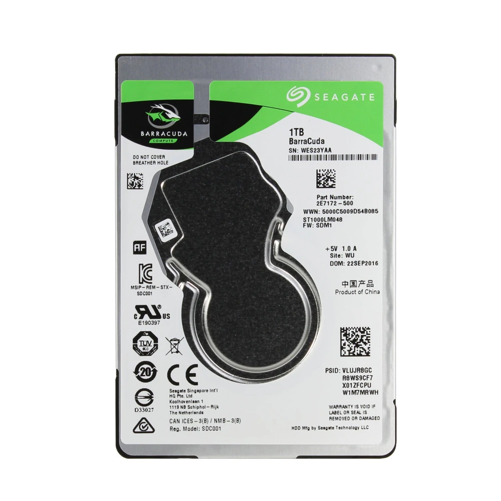 Жесткий диск Seagate Жесткий диск BarraCuda 1TB SATA 2.5" 5400RPM 128Mb ST1000LM048 HDD (классические), 1 ТБ, 2.5 дюйма, SATA