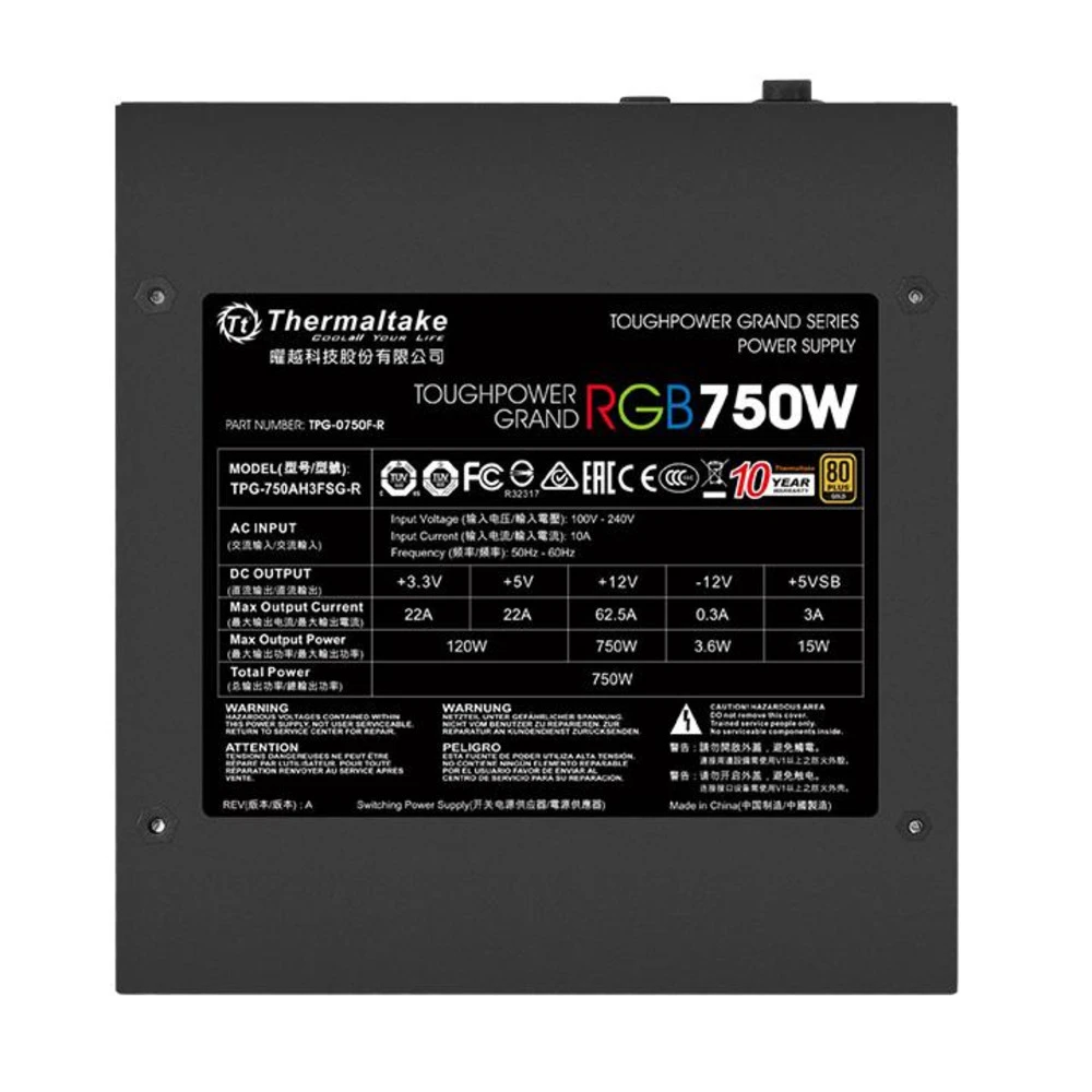 Блок питания Thermaltake Toughpower Grand RGB 750W Gold PS-TPG-0750FPCGEU-S 750 Вт, 80+ Gold