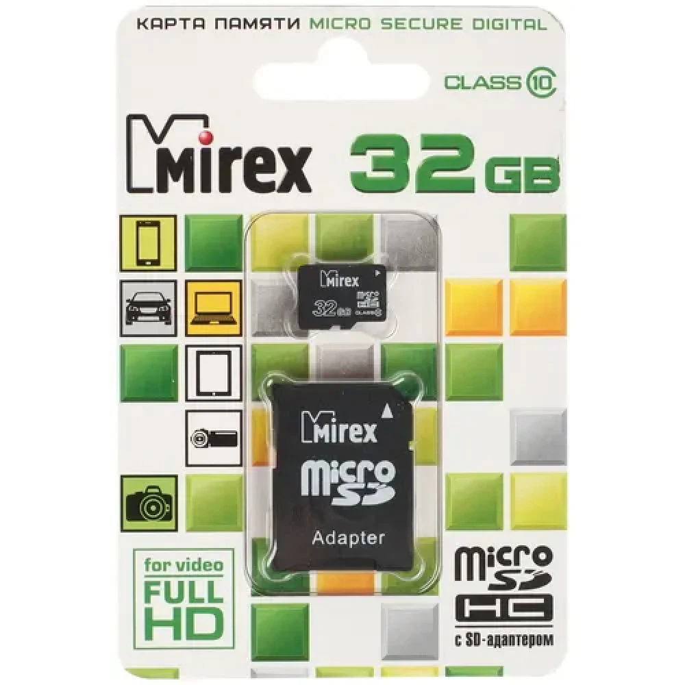 Флеш (Flash) карты Mirex microSDHC [13613-AD10SD32] 32 ГБ