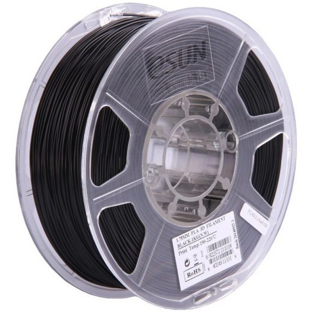 Расходный материалы для 3D-печати ESUN 3D PLA+ Пластик eSUN Black/1.75mm/1kg/roll PLA+175B1