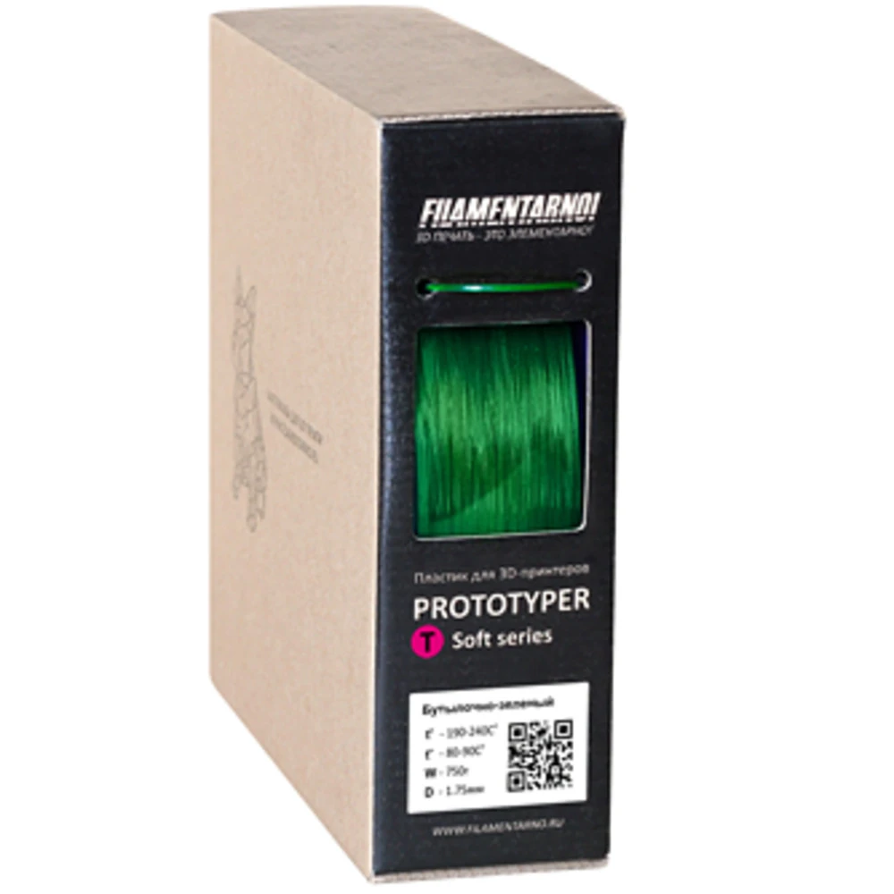 Расходный материалы для 3D-печати Filamentarno! 3D Prototyper T-Soft пластик Filamentarno! бутылочно-зеленый/1.75мм/750гр PTS175БЗ750