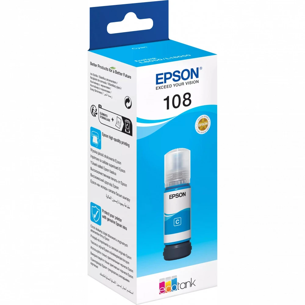 Струйный картридж Epson T09C тип 108 с голубыми чернилами для L8050/L18050 70 мл C13T09C24A