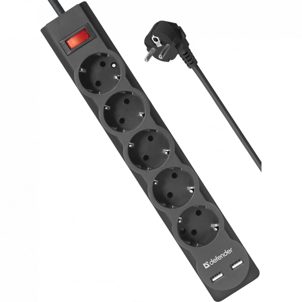 Сетевой фильтр Defender DFS 755 - 5,0 М, 5 розеток