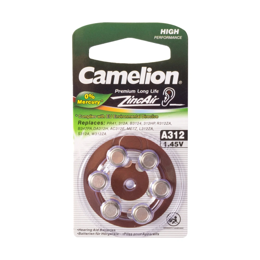 Батарейка CAMELION Zinc Air A312-BP6 - 6штук (Блистер)