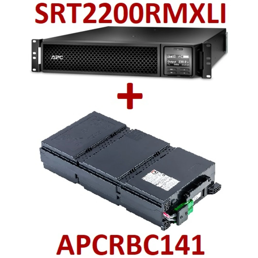 Источник бесперебойного питания APC Smart-UPS SRT 2200, 230 В, стоечное исполнение + RBC SRT2200RMXLI+APCRBC141 Двойное преобразование (On-Line), Стоечный (Rack), 2200 ВА, 1980 Вт