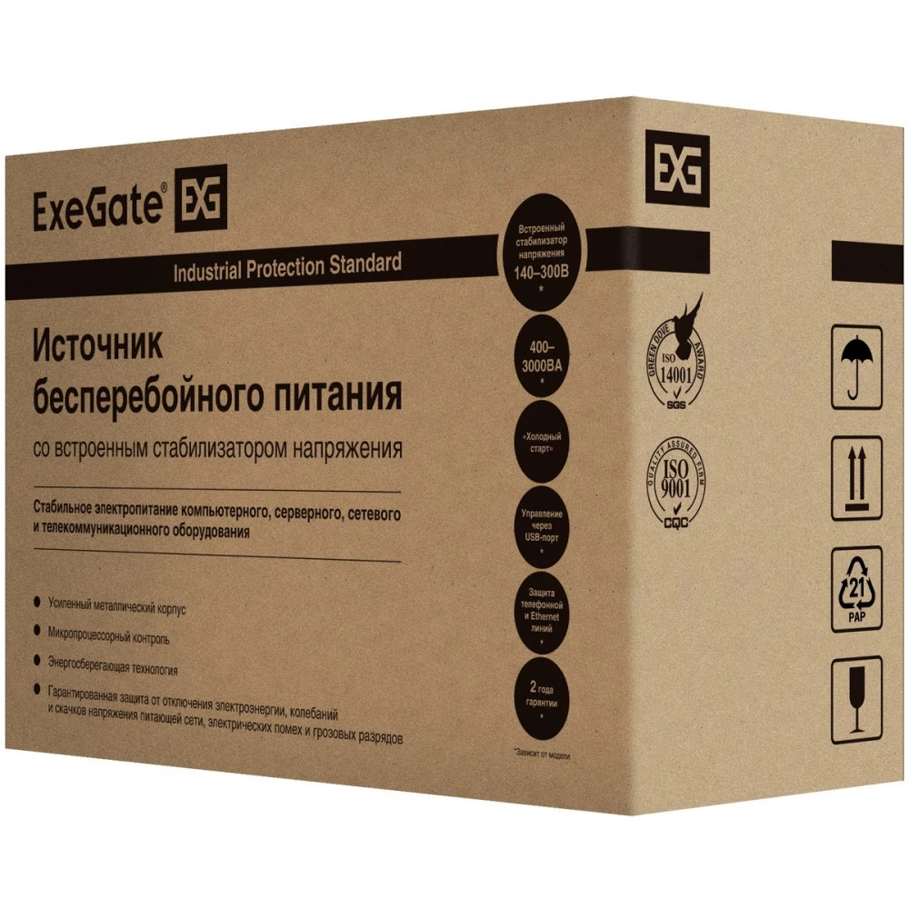 Источник бесперебойного питания ExeGate Power Back BNB-650 EP276528RUS Линейно-интерактивные, Напольный (Tower), 650 ВА, 360 Вт