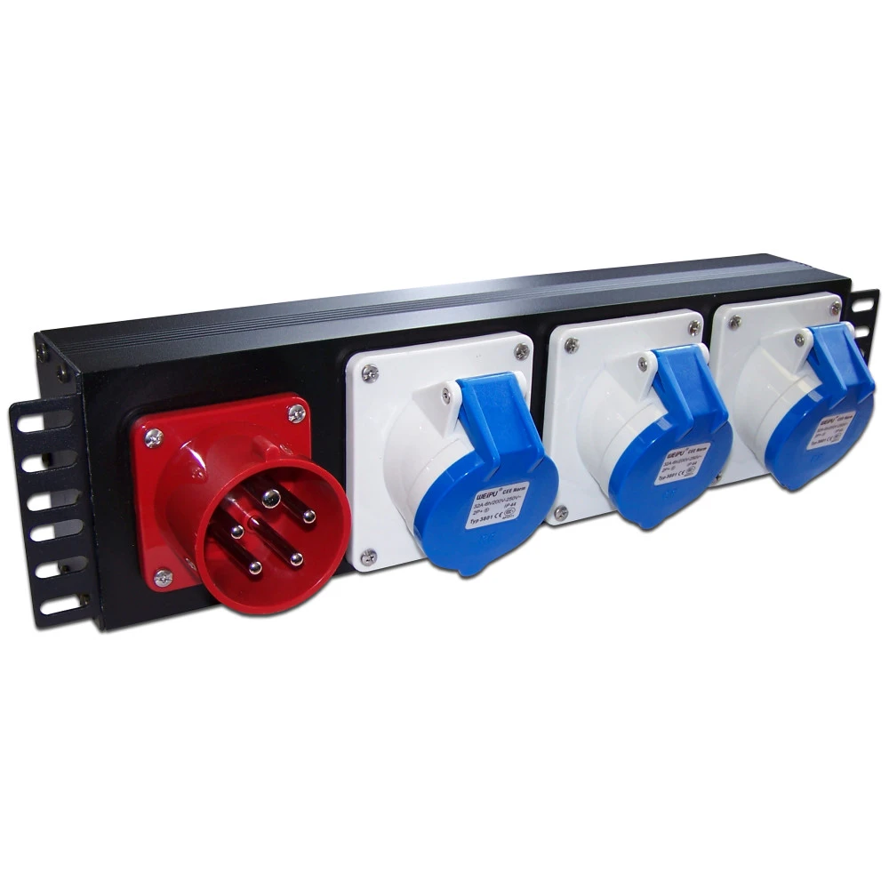 Сетевой фильтр LANMASTER Блок розеток 19" трехфазный, 1х3 IEC309, 32A 380V TWT-PDU-32AI9-3P