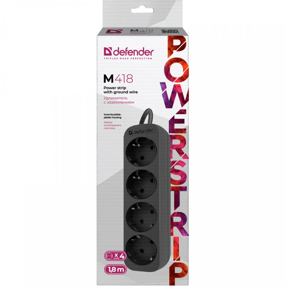 Сетевой фильтр Defender M418 1.8 м (4 розетки) 99325