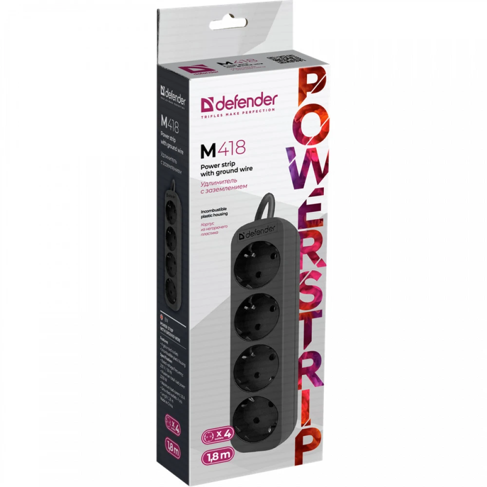 Сетевой фильтр Defender M418 1.8 м (4 розетки) 99325