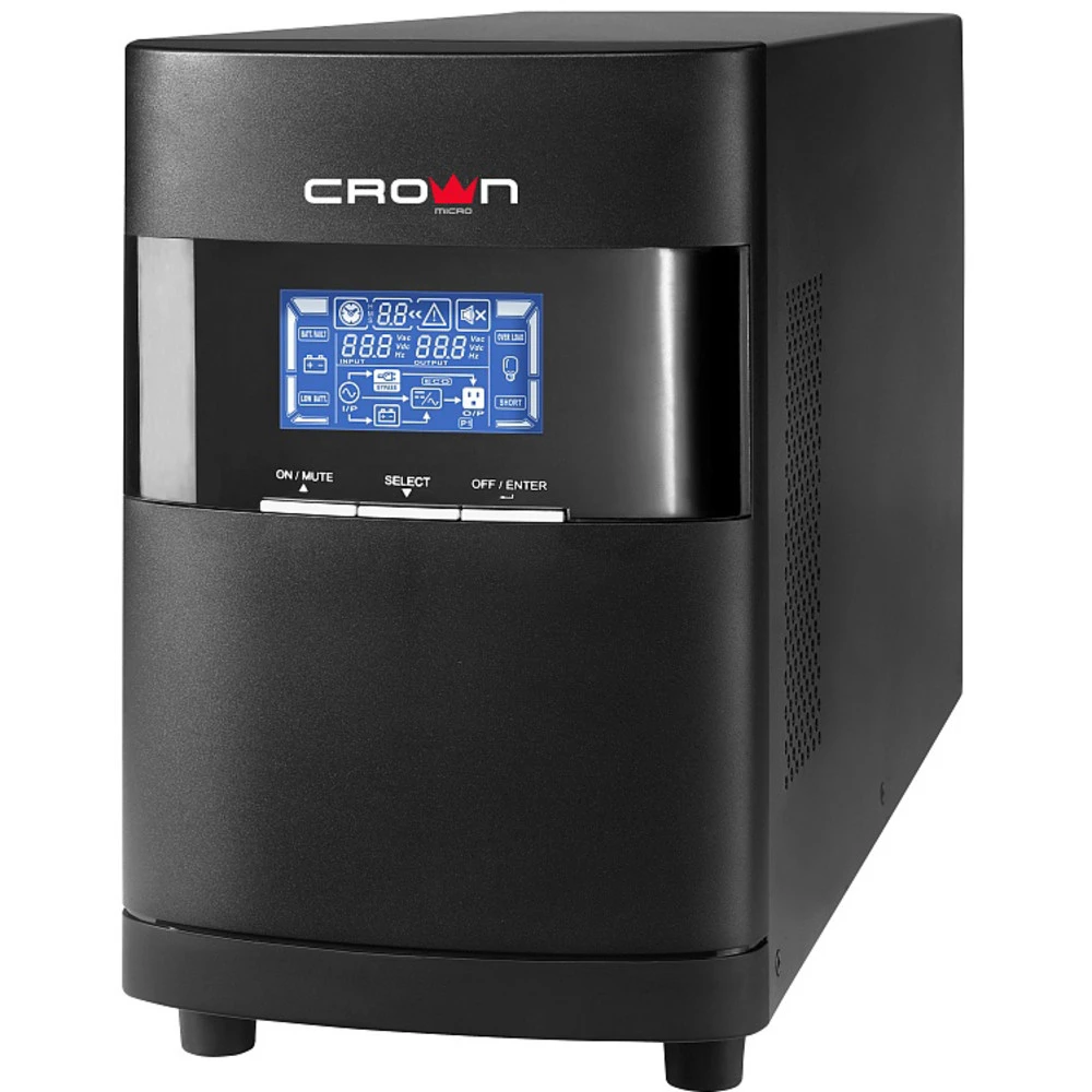 Источник бесперебойного питания CROWN CMUOA-350-1KL Двойное преобразование (On-Line), Напольный (Tower), 1000 ВА, 900 Вт