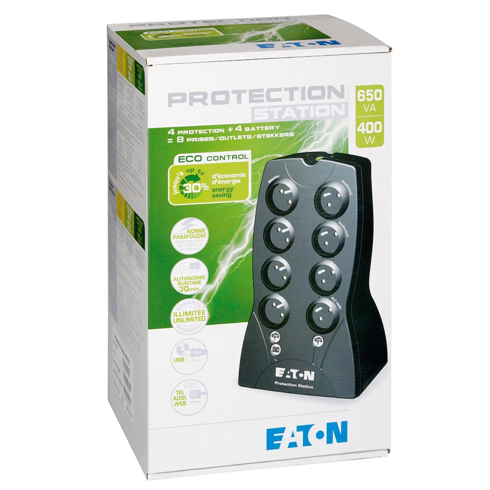 Источник бесперебойного питания Eaton Protection Station 650 DIN 61062 Линейно-интерактивные, Напольный (Tower), 650 ВА, 400 Вт
