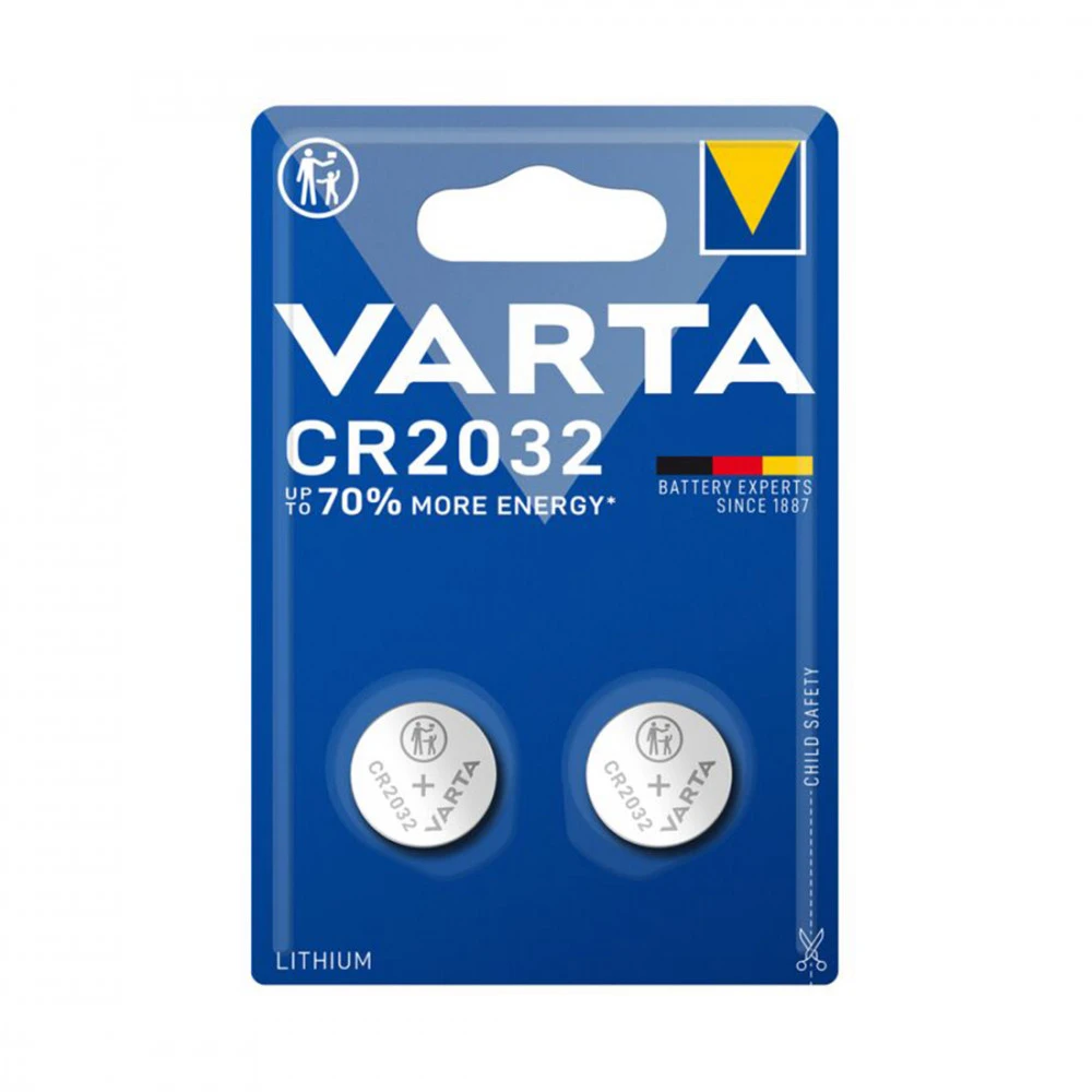 Батарейка VARTA Батарейка, VARTA, CR2032-BP1, Lithium Battery, CR2032, 3V, 2 шт. 62479