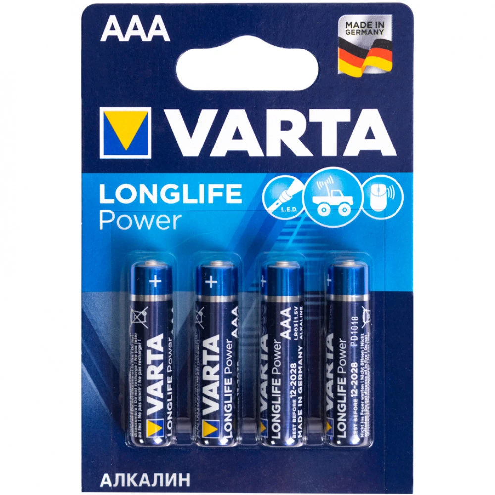 Батарейка VARTA LR03 Longlife Power Micro, AAA 4 шт. в блистере LR03/ AAA