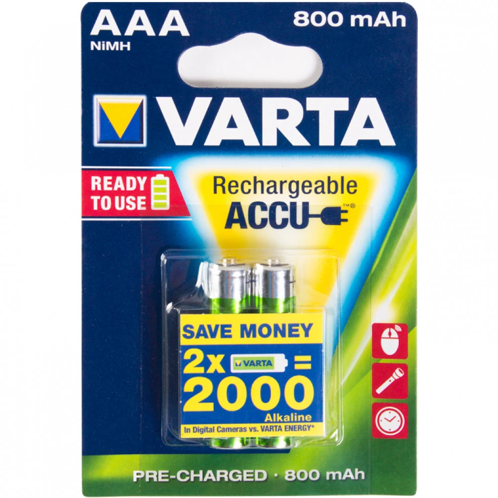 Батарейка VARTA R2U Micro 1.2V - HR03/AAA 800 мАч (2 шт) 24903