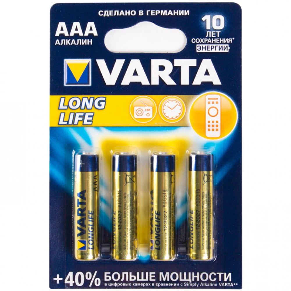 Батарейка VARTA Longlife Micro 1.5V - LR03/ AAA (4 шт) LR03 Longlife