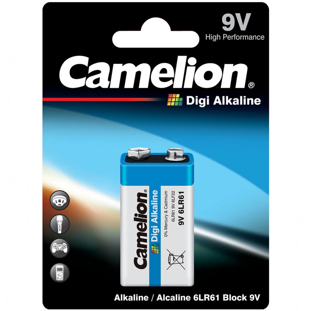 Батарейка CAMELION Digi Alkaline 6F22 9V 600 mAh 1 шт 6LR61-BP1DG