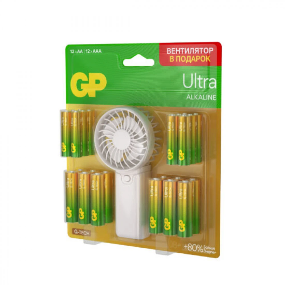 Батарейка GP Super AA (12 шт.) + AAA (12 шт.) + Вентилятор PROMO 4891199234958
