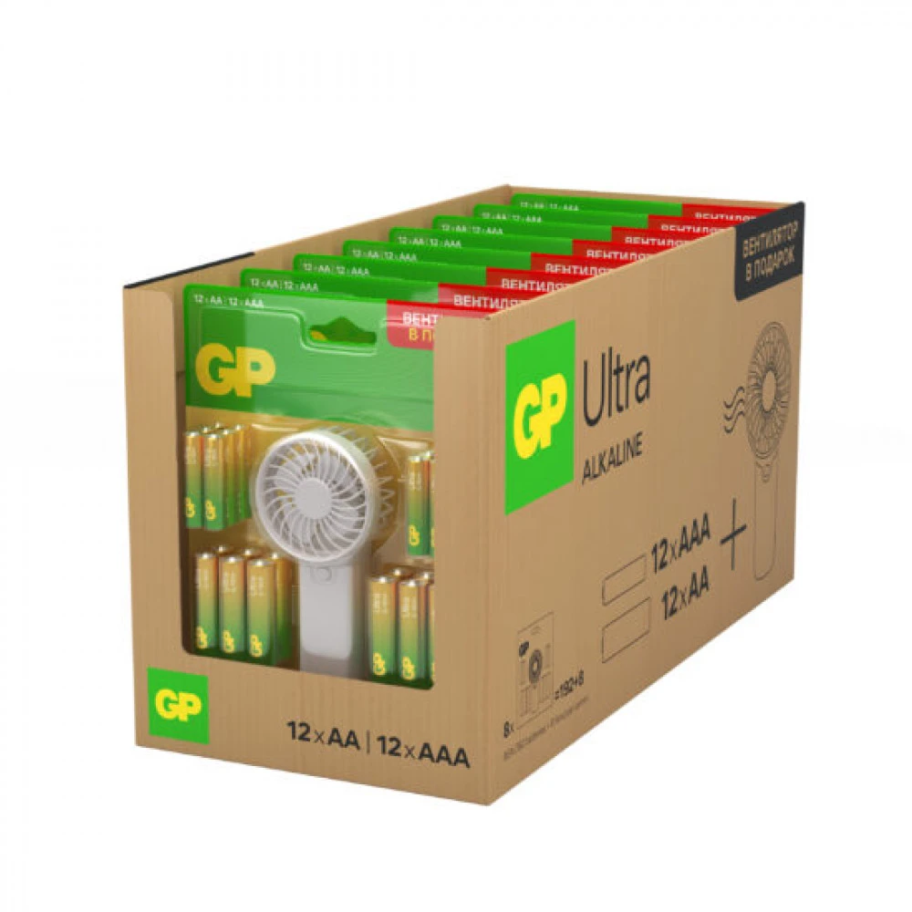 Батарейка GP Super AA (12 шт.) + AAA (12 шт.) + Вентилятор PROMO 4891199234958