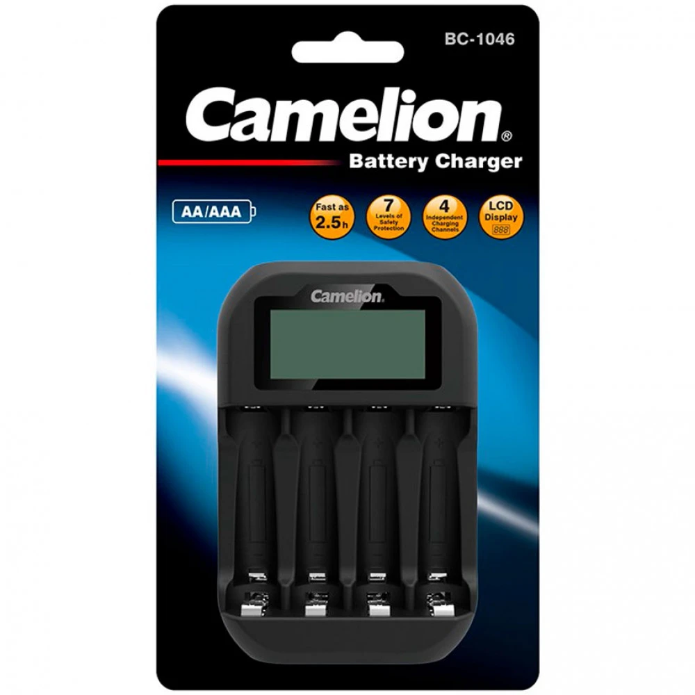 Батарейка CAMELION Зарядное устройство 4*AAA/4*AA BC-1046-BLK-DB