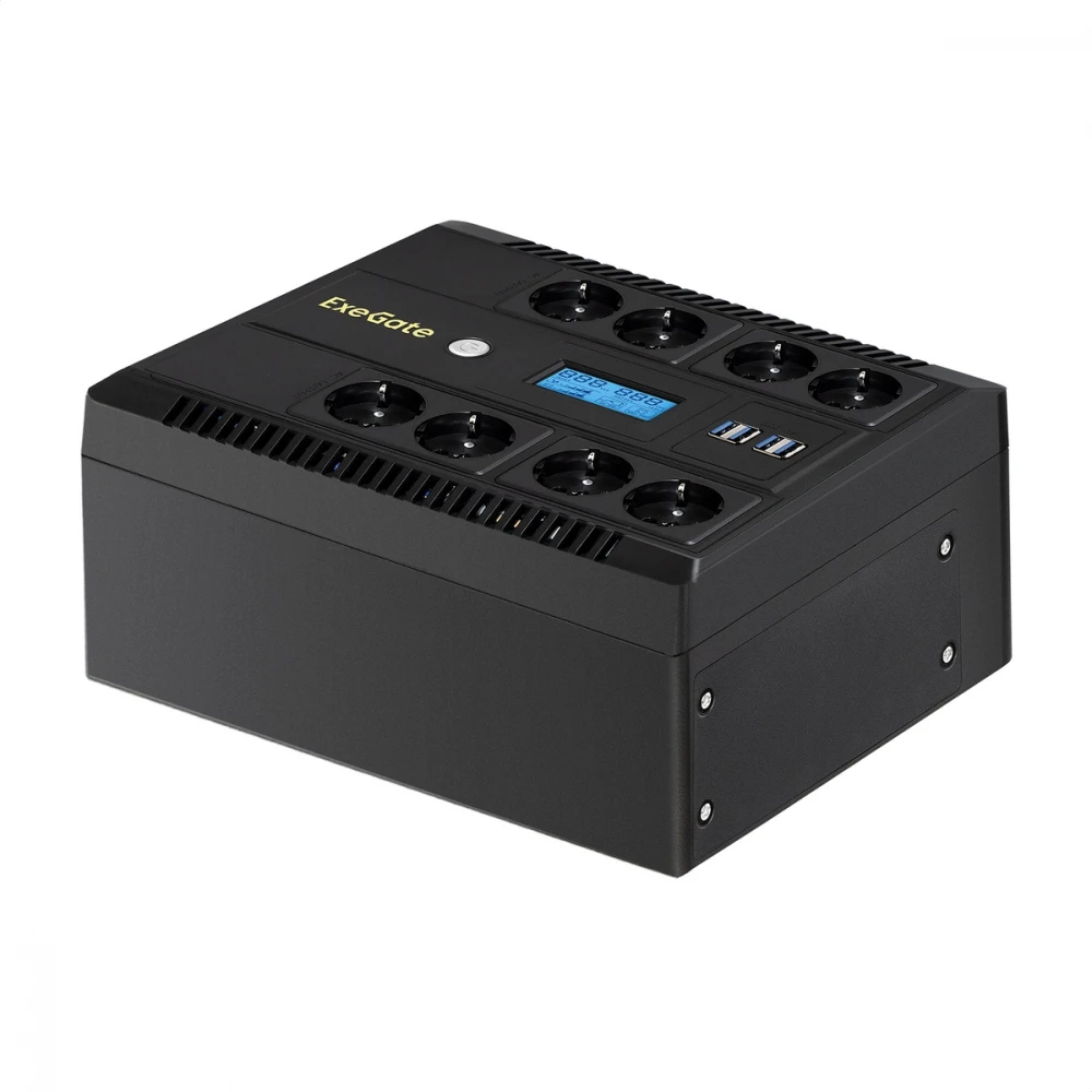 Источник бесперебойного питания ExeGate NEO Smart LHB-800.LCD.AVR.8SH.CH.USB EX293857RUS Линейно-интерактивные, Напольный (Tower), 800 ВА, 480 Вт