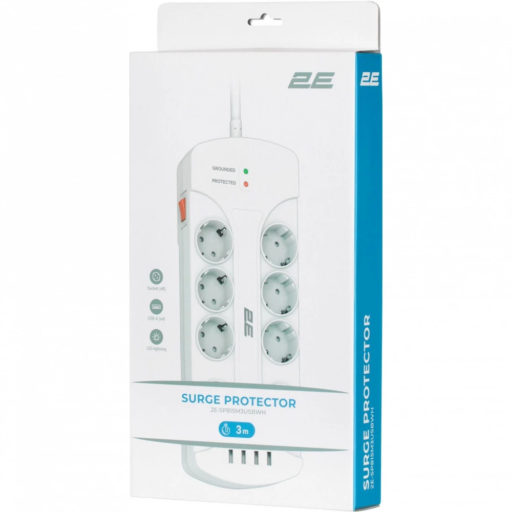 Сетевой фильтр 2E SP815M3USBWH 2E-SP815M3USBWH